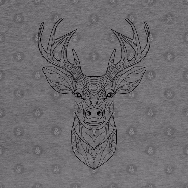 Deer Essence: Intricate Line Art Interpretation by AmandaOlsenDesigns